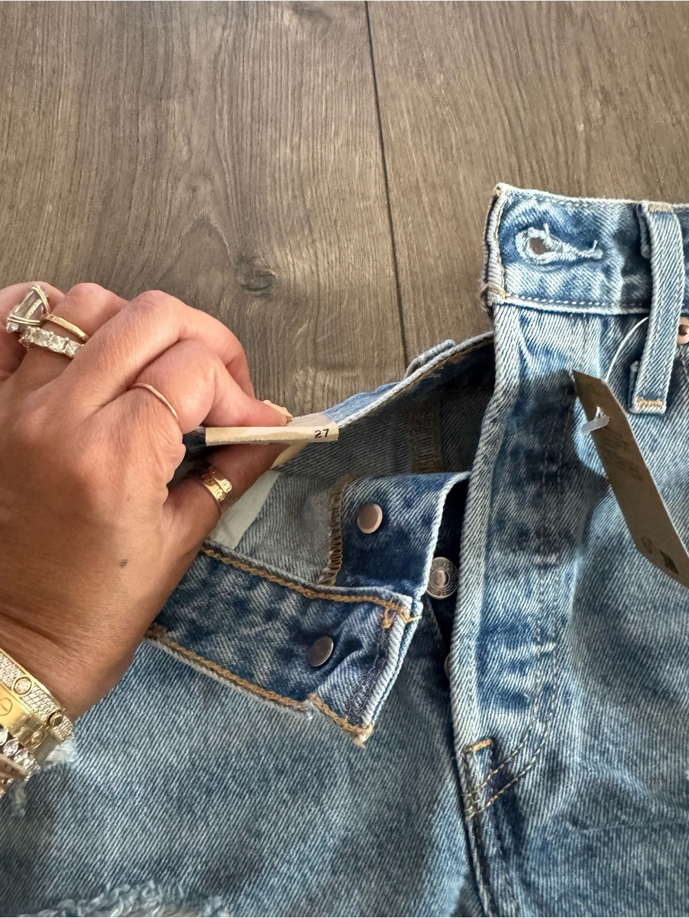 Levi's Light Wash Distressed High-Rise Jean Shorts - Picture 2 of 2